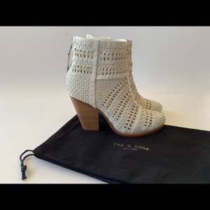 Rag & Bone Woven Newbury Leather Ankle Boots SZ 37